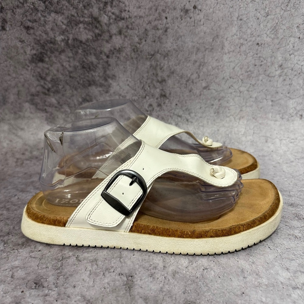 IZOD Charcy Sandals Womens‎ 9 White Memory Foam Cork Footbed Thong Slides
